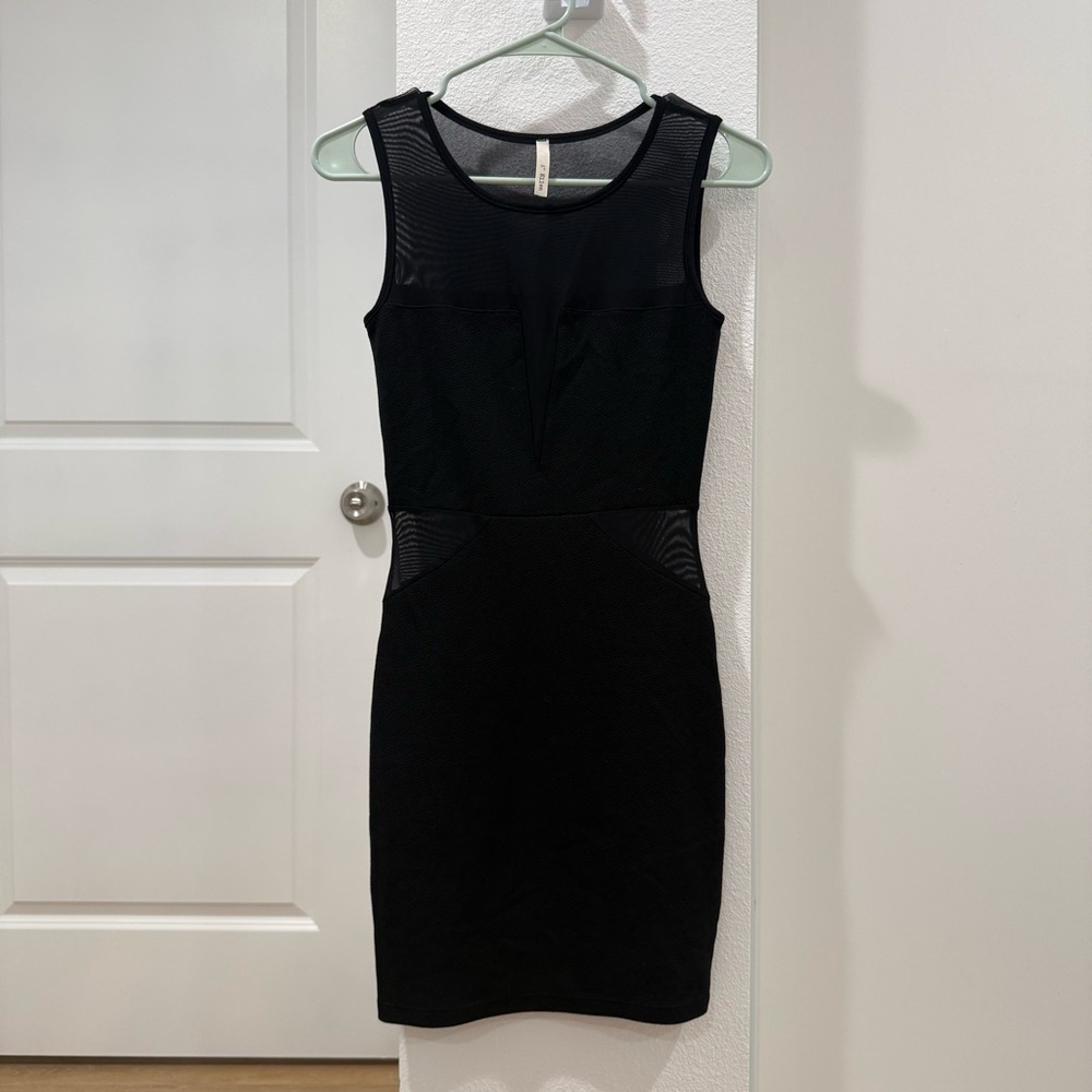 Black Mesh Body-con Dress